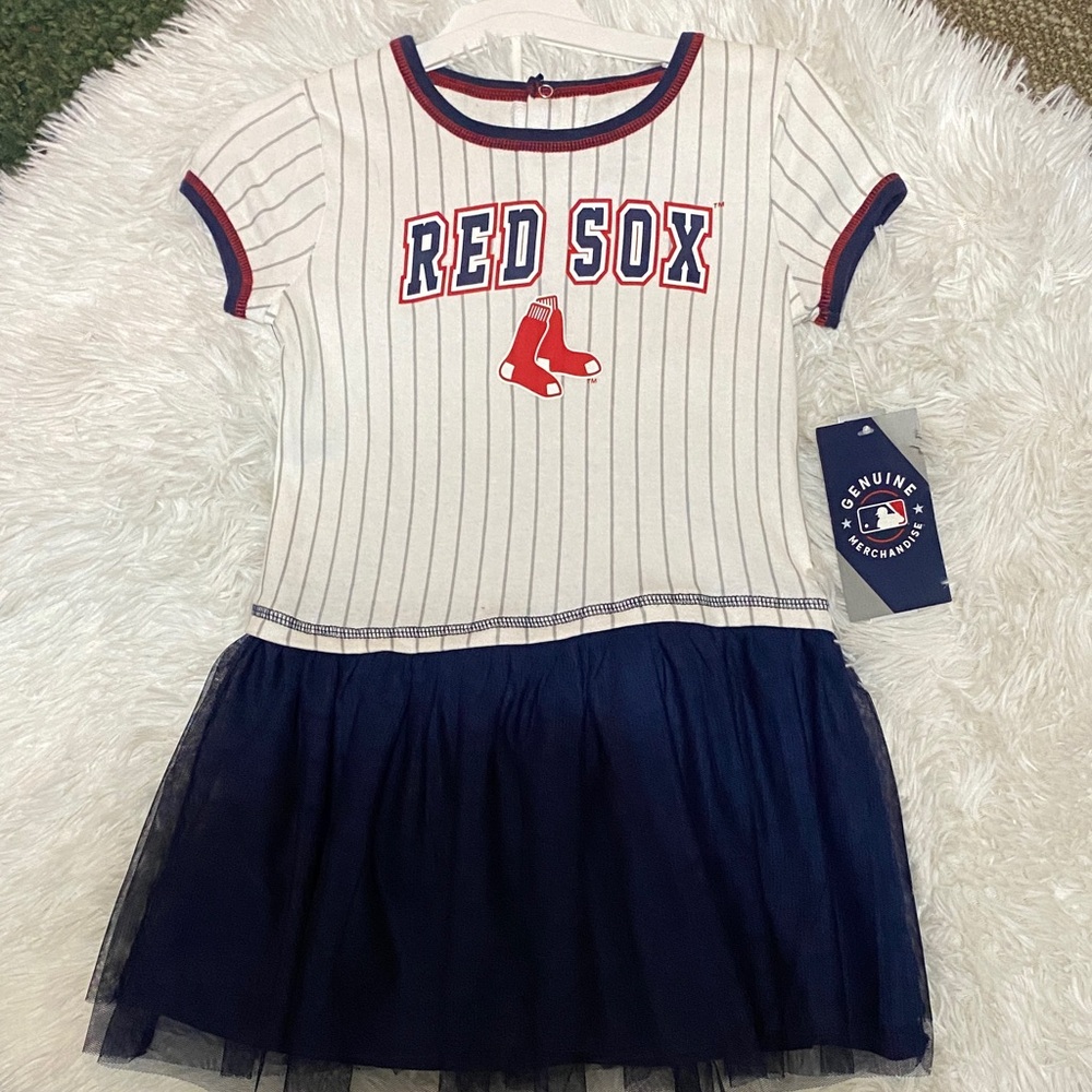 Red Sox Striped Dress with Navy Bloomers